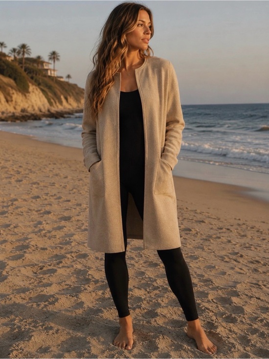 anrabess Sweaters - Lightweight Cream Open-Front Long Cardigan with Pockets NWOT